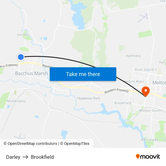 Darley to Brookfield map