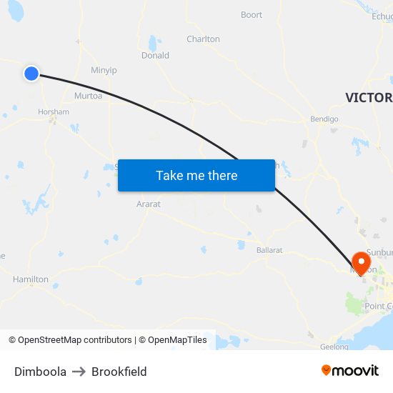 Dimboola to Brookfield map