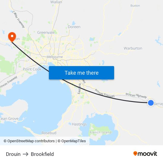 Drouin to Brookfield map