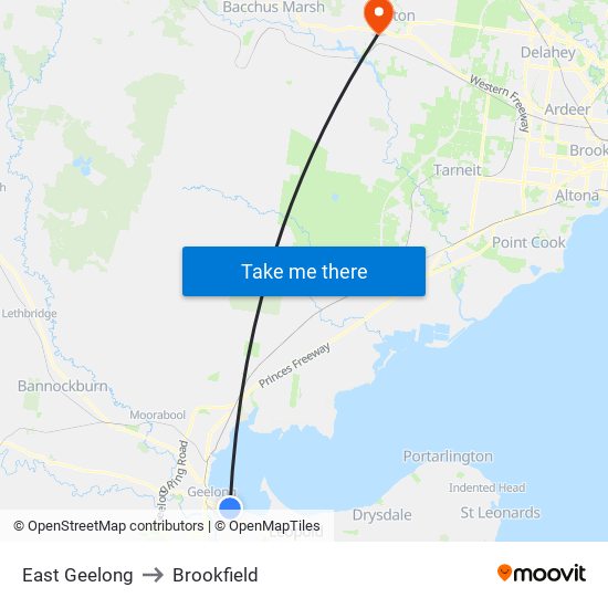 East Geelong to Brookfield map