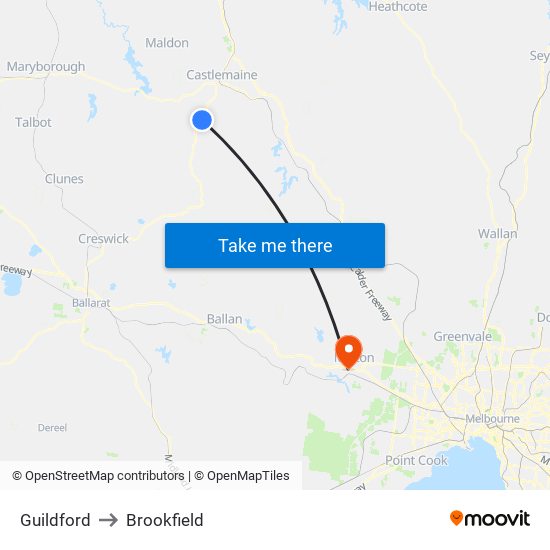 Guildford to Brookfield map