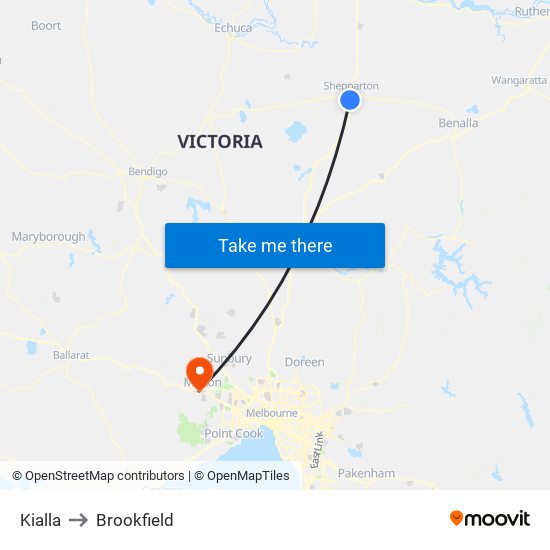 Kialla to Brookfield map