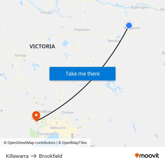 Killawarra to Brookfield map