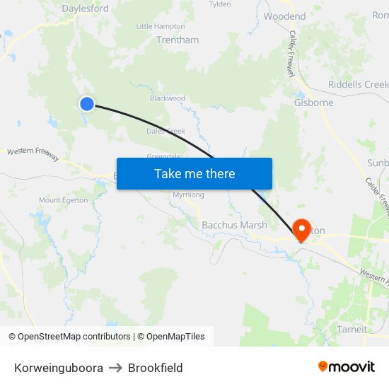 Korweinguboora to Brookfield map