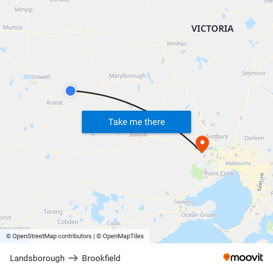 Landsborough to Brookfield map