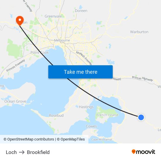 Loch to Brookfield map