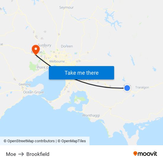 Moe to Brookfield map