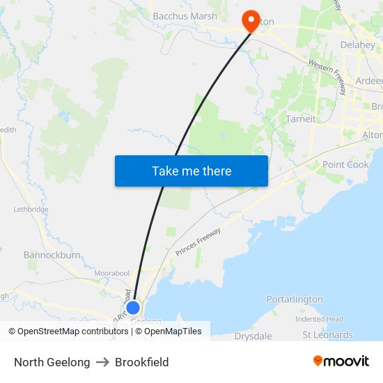 North Geelong to Brookfield map