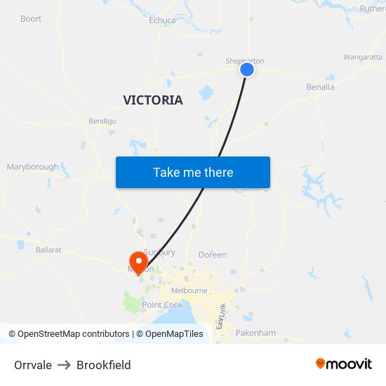 Orrvale to Brookfield map