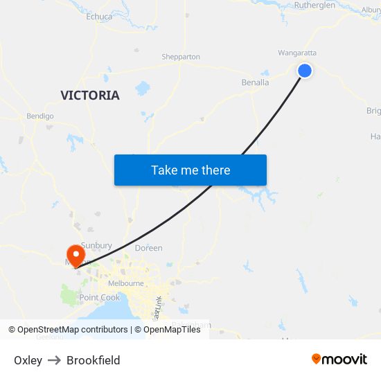 Oxley to Brookfield map