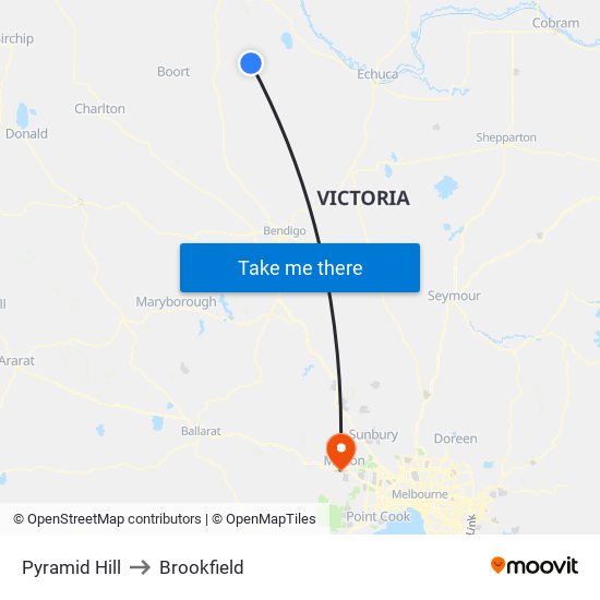 Pyramid Hill to Brookfield map