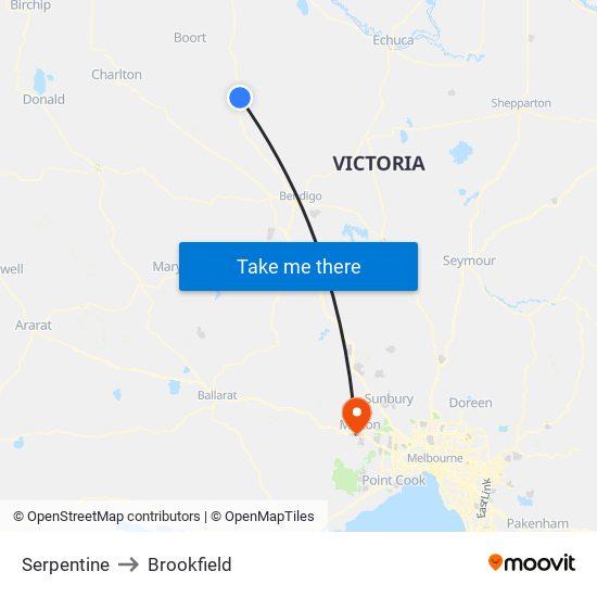 Serpentine to Brookfield map