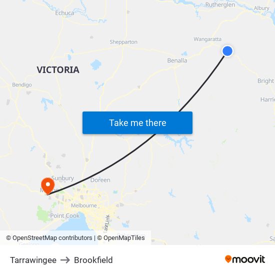 Tarrawingee to Brookfield map