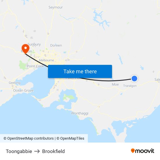 Toongabbie to Brookfield map
