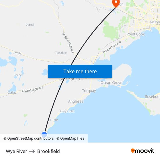 Wye River to Brookfield map