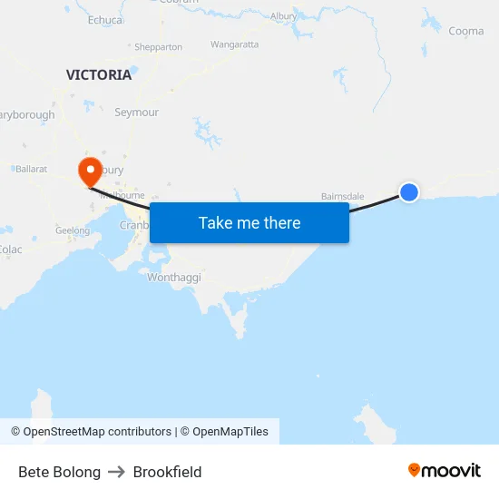 Bete Bolong to Brookfield map