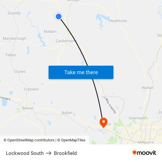 Lockwood South to Brookfield map