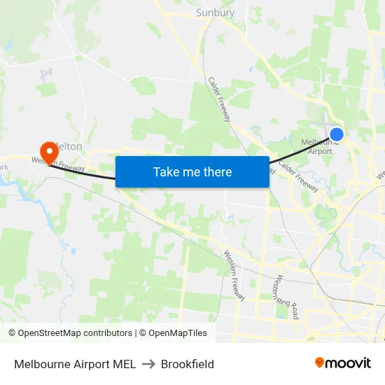 Melbourne Airport MEL to Brookfield map
