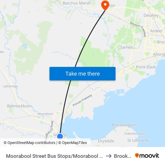 Moorabool Street Bus Stops/Moorabool St (Geelong) to Brookfield map