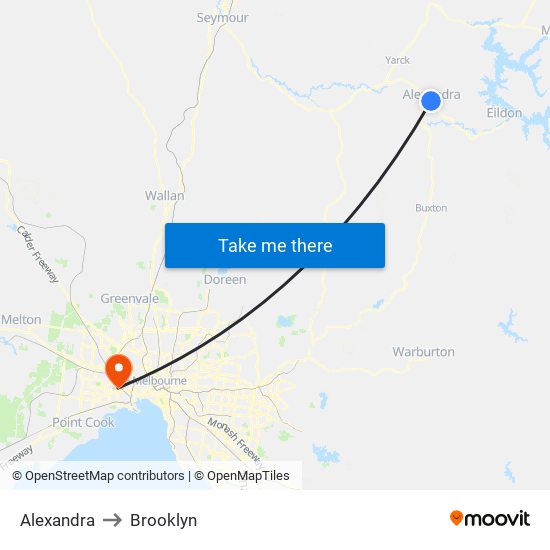 Alexandra to Brooklyn map