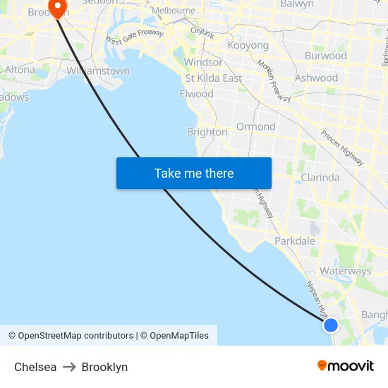 Chelsea to Brooklyn map
