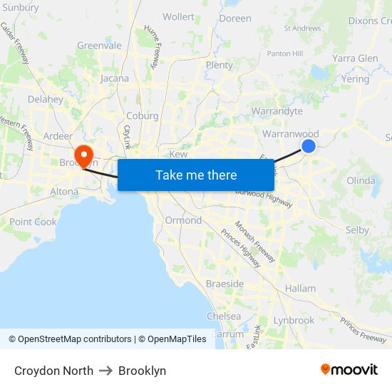 Croydon North to Brooklyn map