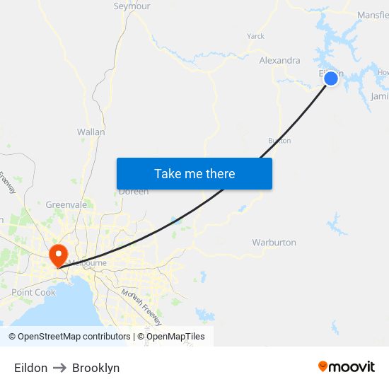 Eildon to Brooklyn map