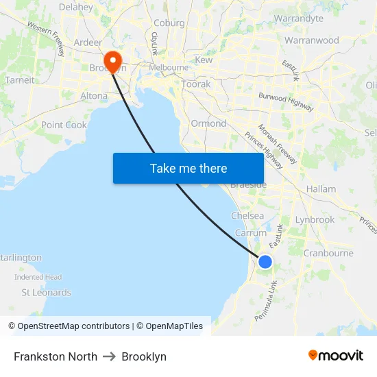 Frankston North to Brooklyn map