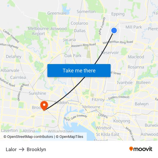 Lalor to Brooklyn map