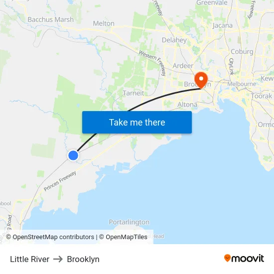 Little River to Brooklyn map