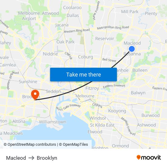 Macleod to Brooklyn map