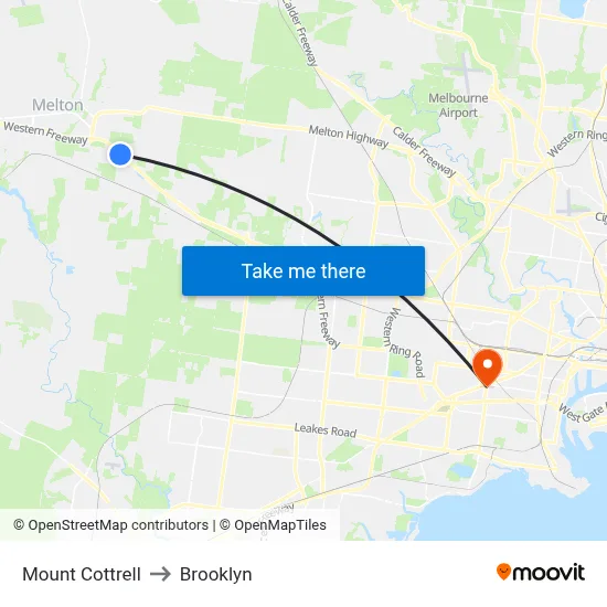 Mount Cottrell to Brooklyn map