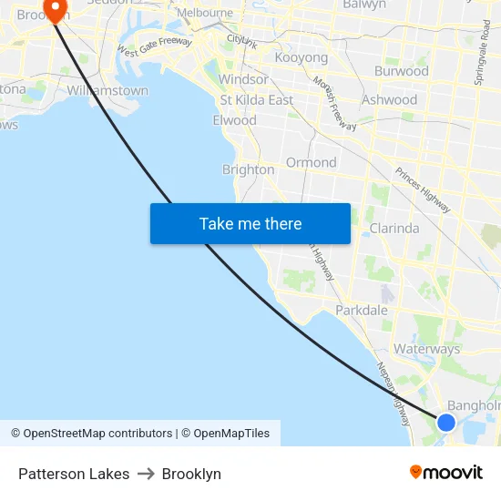 Patterson Lakes to Brooklyn map