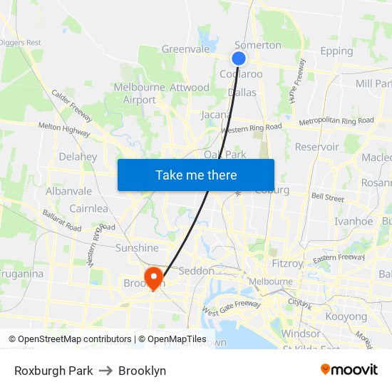 Roxburgh Park to Brooklyn map