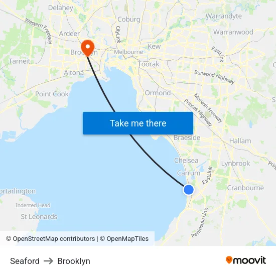 Seaford to Brooklyn map