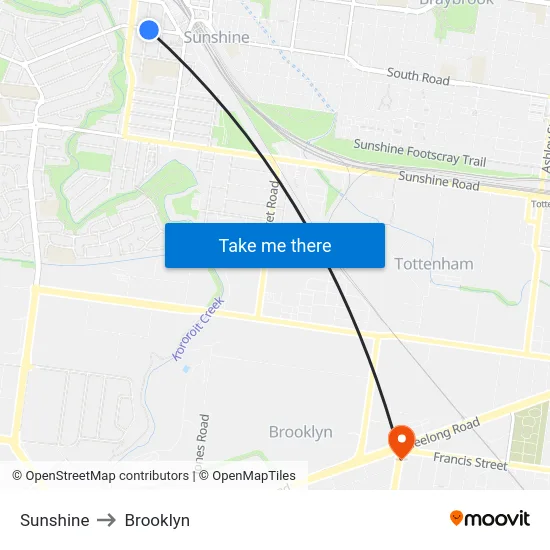 Sunshine to Brooklyn map