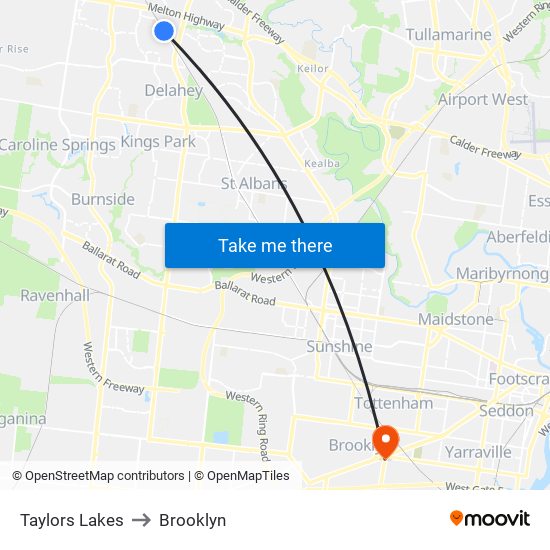 Taylors Lakes to Brooklyn map