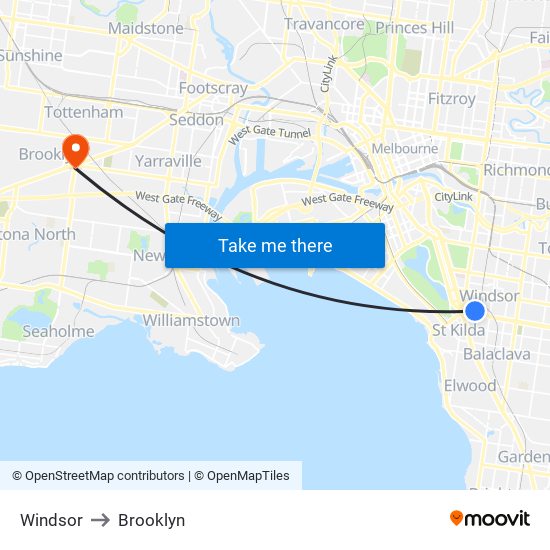 Windsor to Brooklyn map