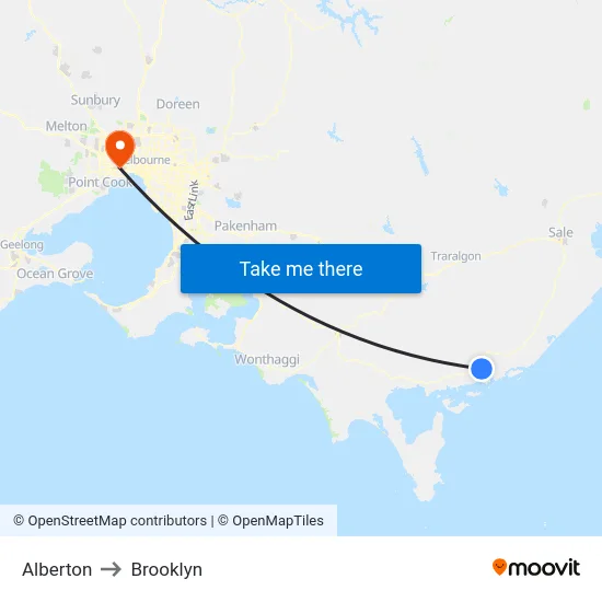 Alberton to Brooklyn map