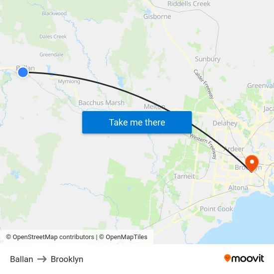 Ballan to Brooklyn map