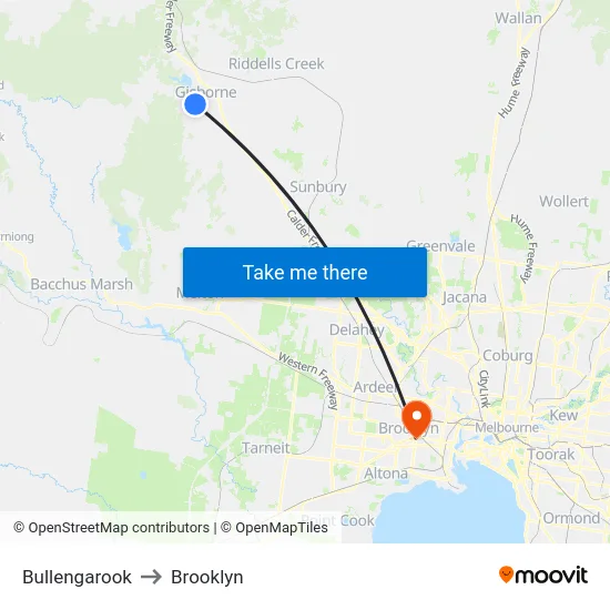 Bullengarook to Brooklyn map