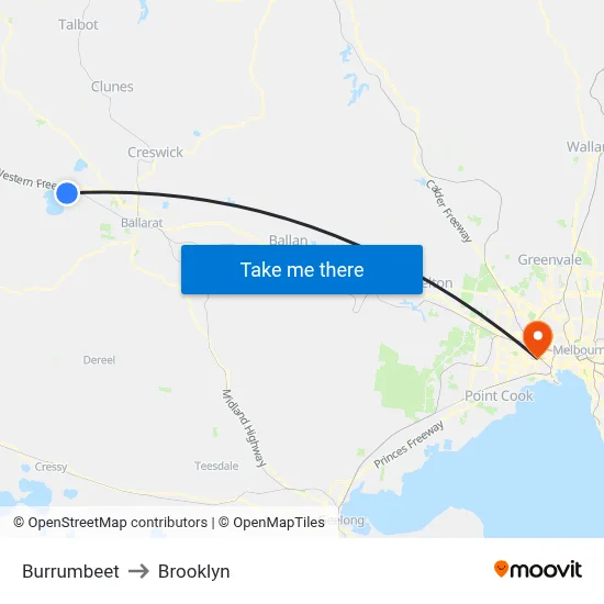 Burrumbeet to Brooklyn map