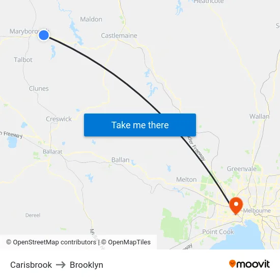 Carisbrook to Brooklyn map