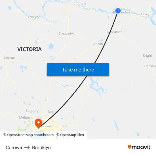 Corowa to Brooklyn map