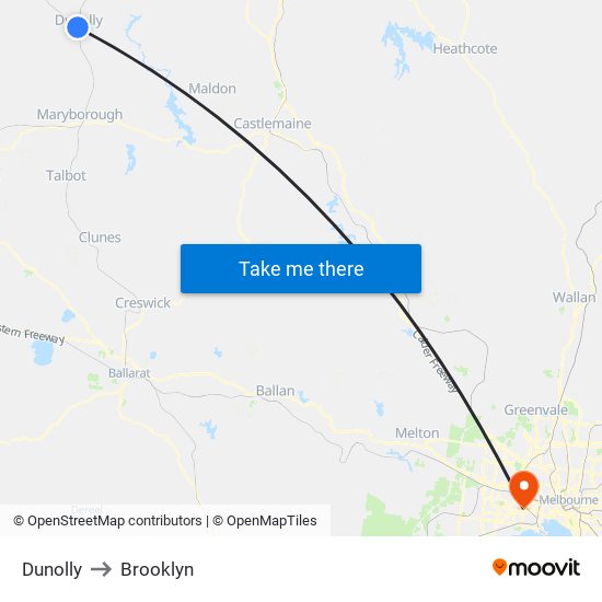 Dunolly to Brooklyn map