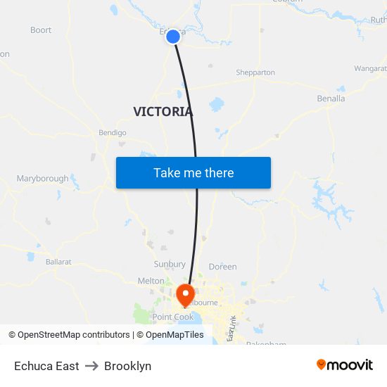 Echuca East to Brooklyn map