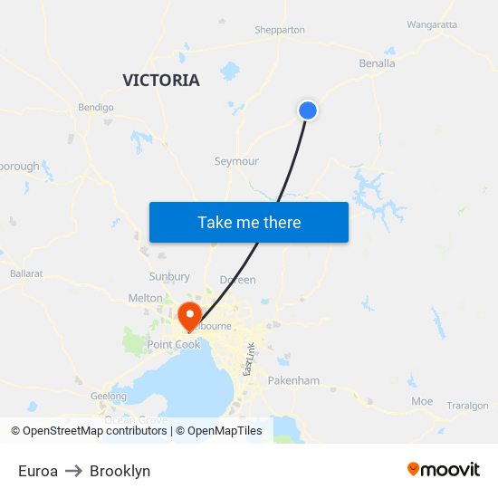 Euroa to Brooklyn map