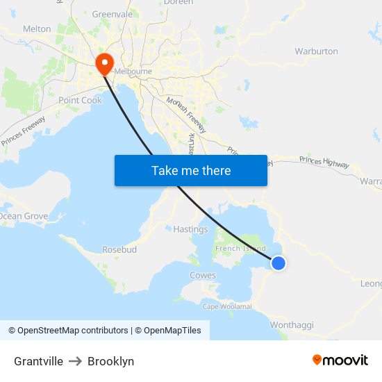 Grantville to Brooklyn map