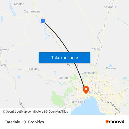 Taradale to Brooklyn map