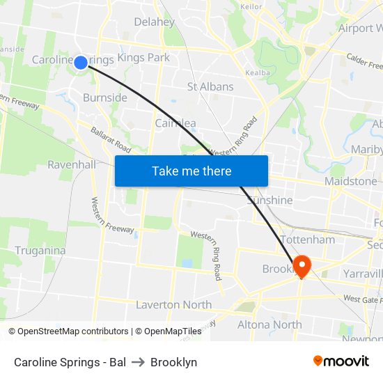 Caroline Springs - Bal to Brooklyn map